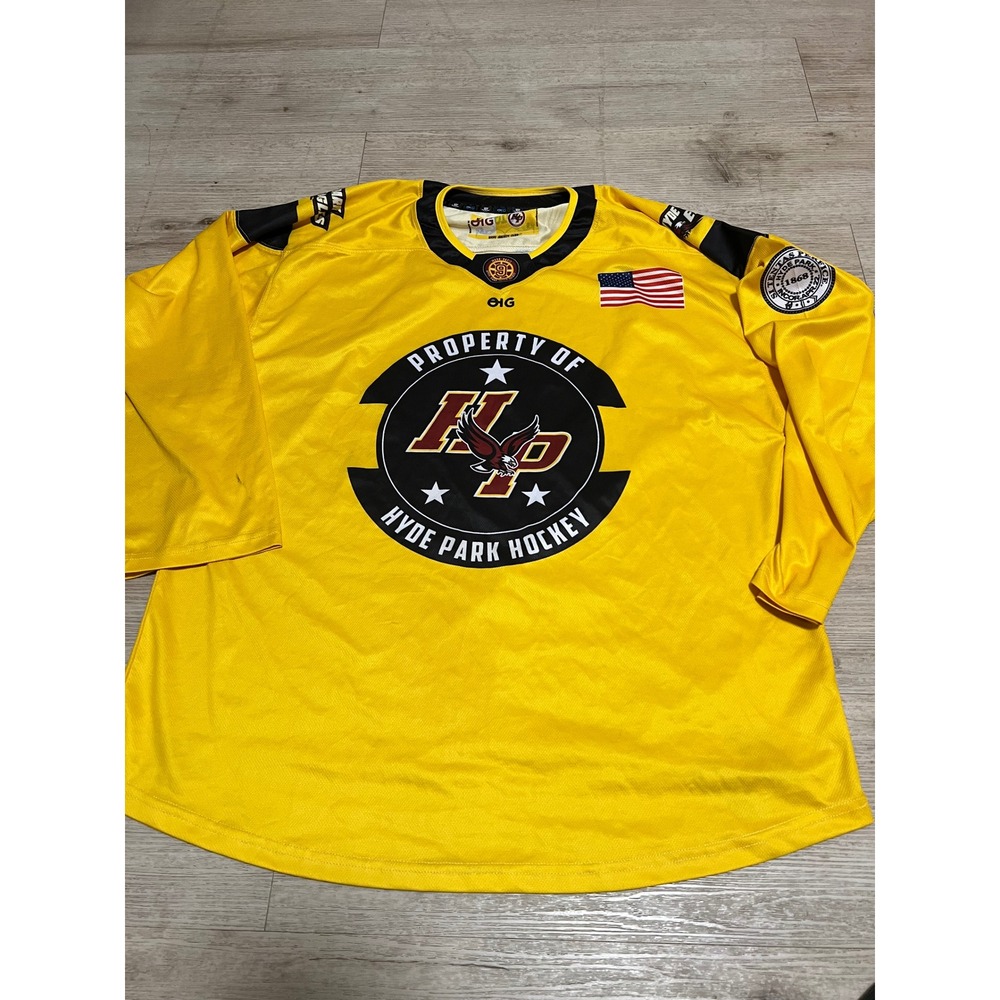 Hyde Park Youth Hockey Practice Jersey Mens Large Yellow Boston Bruins NHL